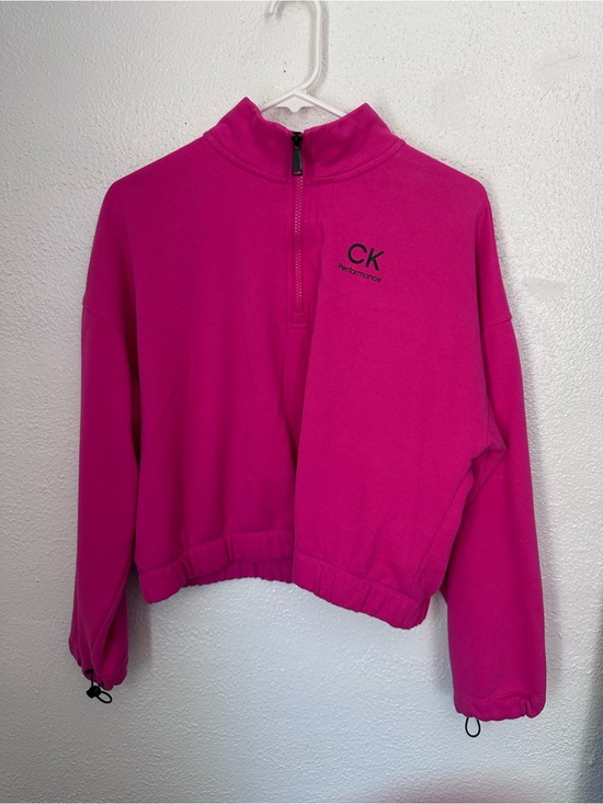 Calvin Klein Performance Tops - Calvin Klein Performance Hot Pink Quarter Zip Cropped Sweatshirt Women’s Large